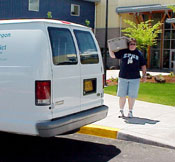 Courier Amy Kelly delivers resources to schools in the familar SOESD white vans.