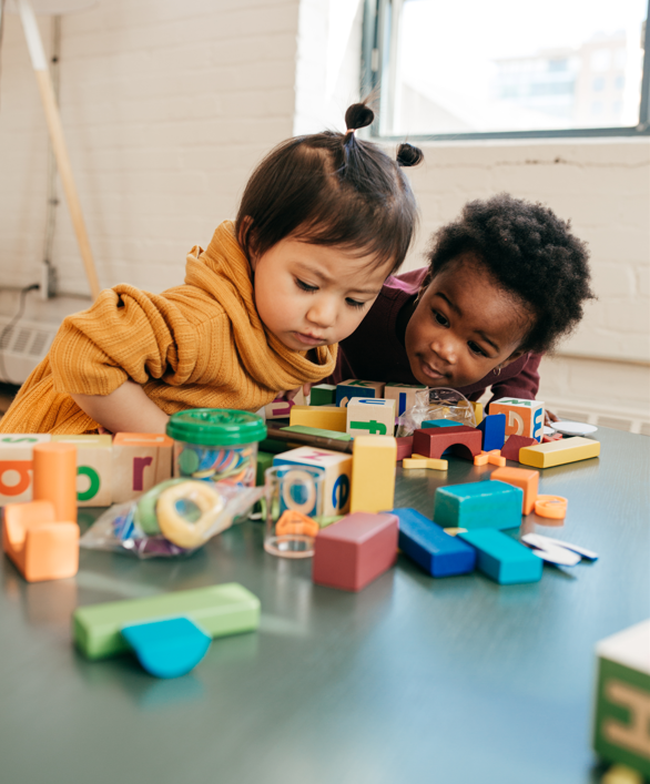 Children with blocks